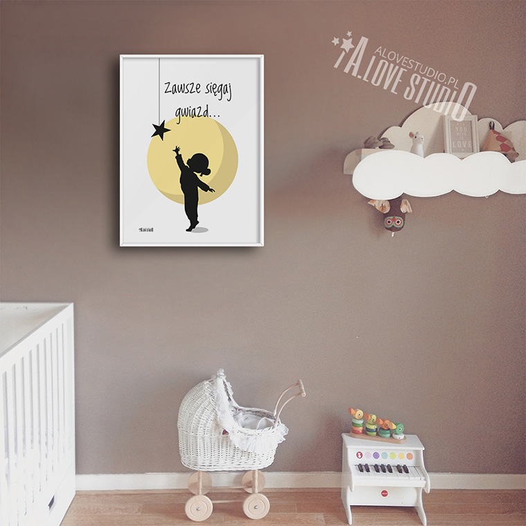 plakaty dla dzieci do pokoju dziewczynki księżyc gwiazda alovestudio - b