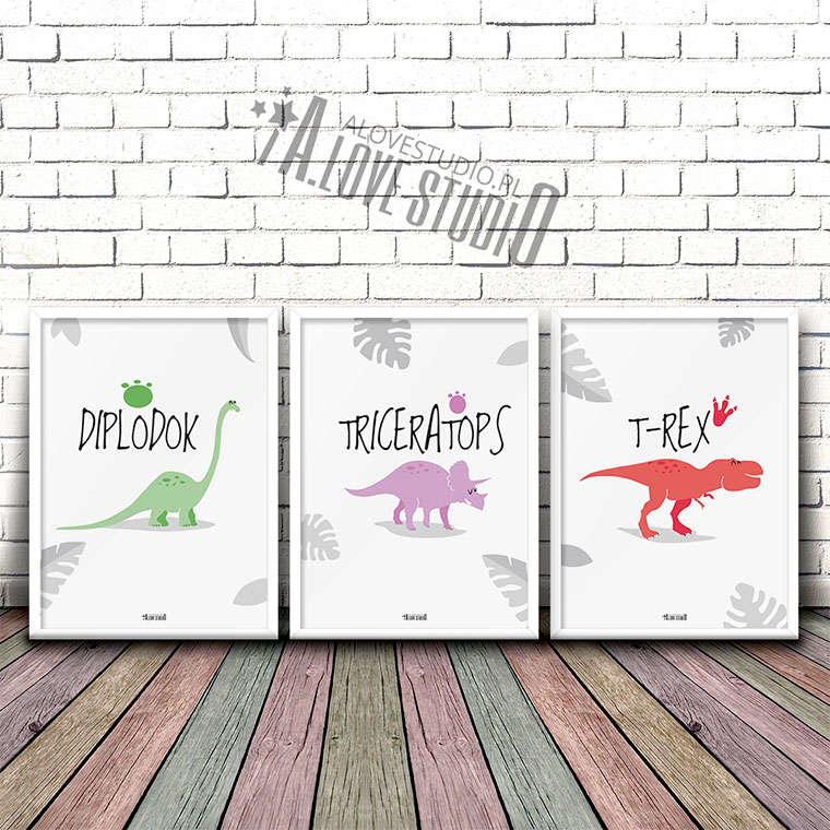 Plakaty dekoracje dla dzieci chłopca dinozaury 1