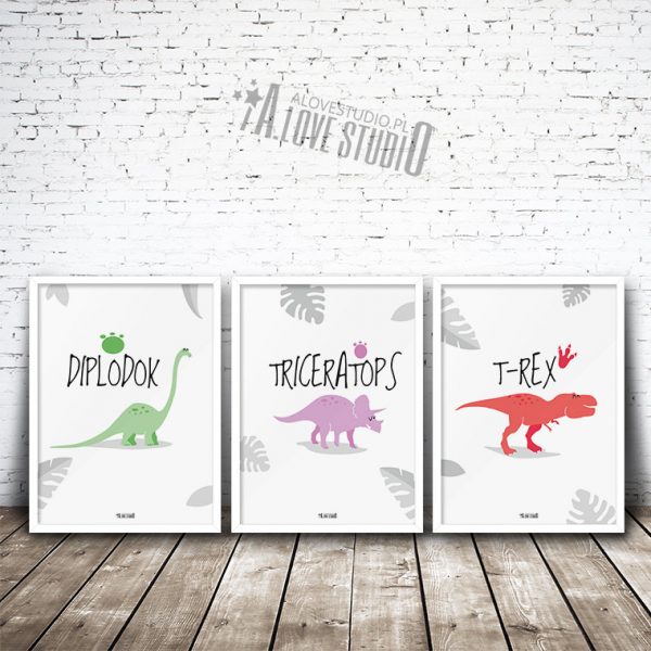 Plakaty dekoracje dla dzieci chłopca dinozaury 3