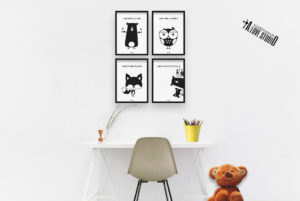 plakaty dla dzieci dekoracje pokój chłopca i dziewczynki miś sowa lis b