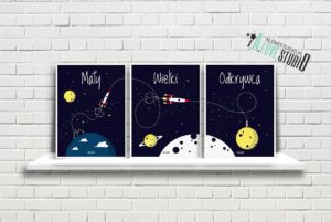 plakaty rakieta dla dzieci dekoracje pokój chłopca mały wielki odkrywca a1