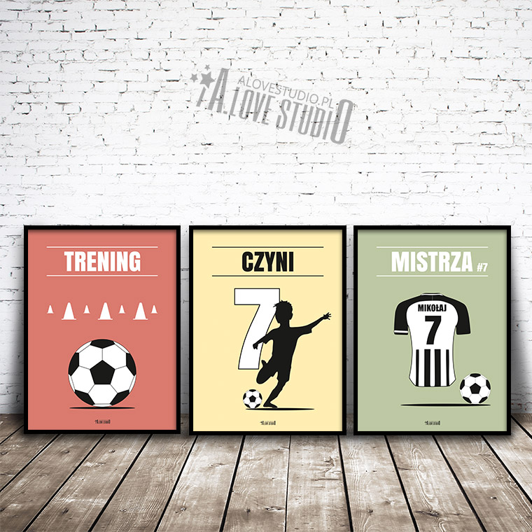plakaty piłkarz dla dzieci piłkarskie trening czyni mistrza 1