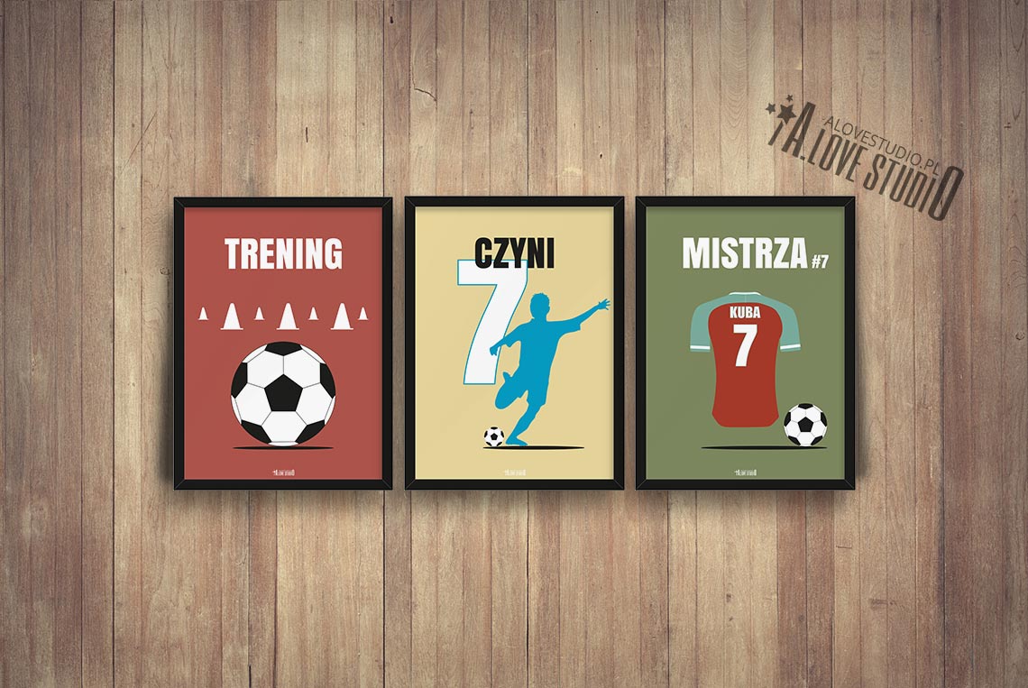 plakaty piłkarz dla dzieci piłkarskie trening czyni mistrza c