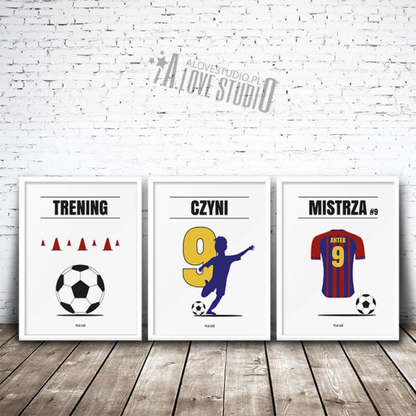 plakaty piłkarz dla dzieci piłkarskie pokój chłopca trening czyni mistrza - 1