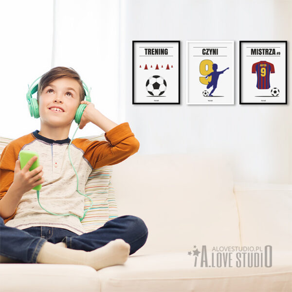 plakaty piłkarskie do pokoju chłopca trening czyni mistrza