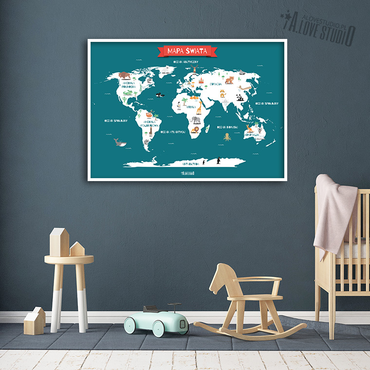 Mapa świata plakat dla dzieci kontynenty alovestudio pl 3