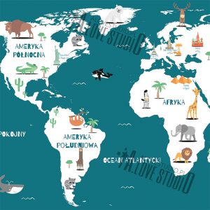 Mapa świata plakat dla dzieci kontynenty alovestudio pl 5