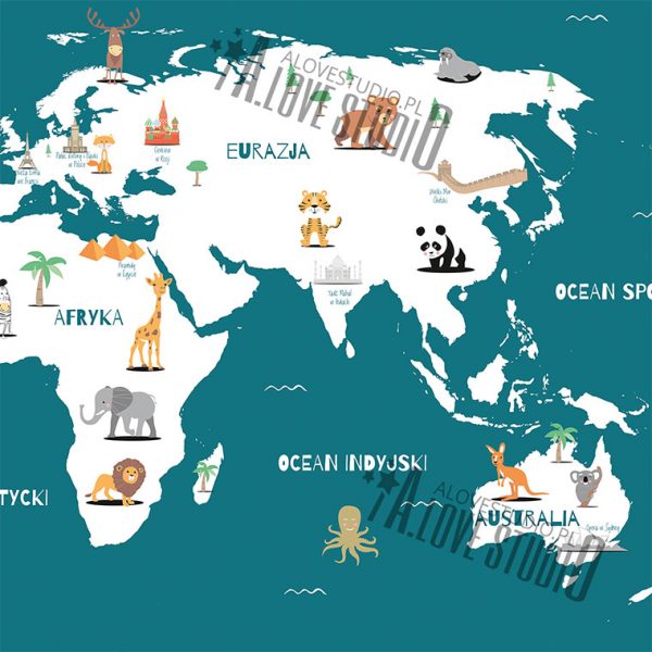 Mapa świata plakat dla dzieci kontynenty alovestudio pl 6