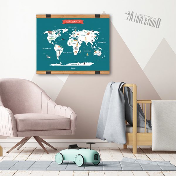 Mapa świata plakat dla dzieci kontynenty alovestudio pl 2