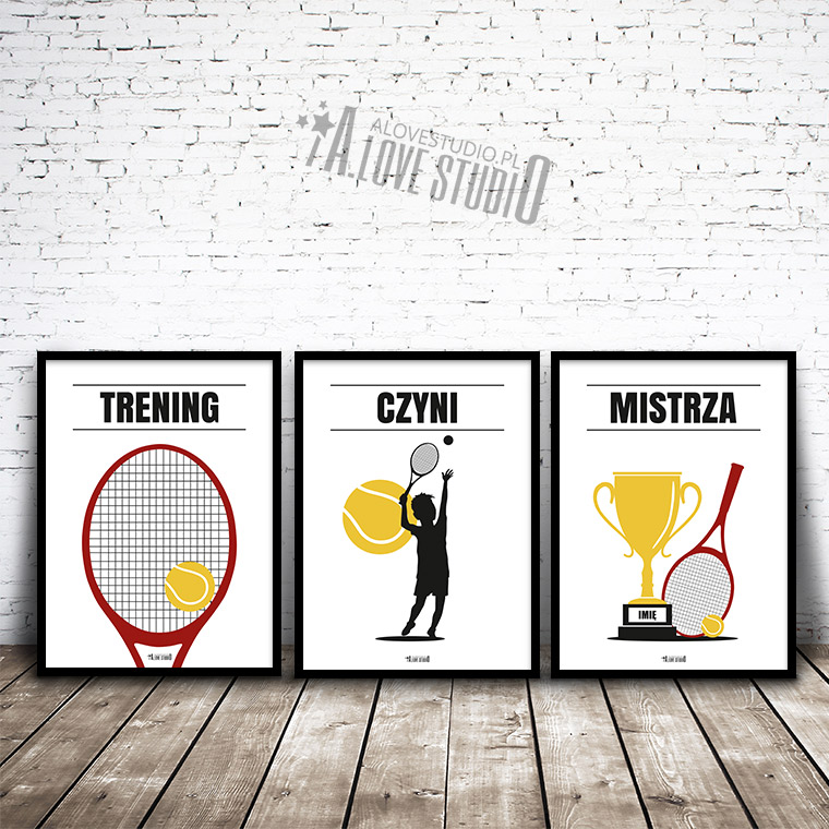www.alovestudio.pl plakaty obrazki sportowe tenis dla dzieci mały tenisista na ścianę 1